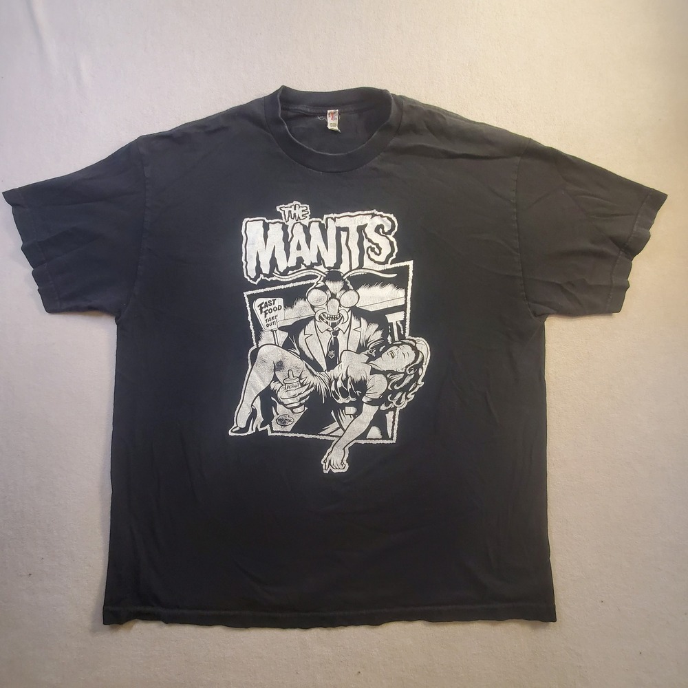 The Mants Band Graphic T Shirt Mens XL Black Music Punk Rock Y2K Tee Fast Food